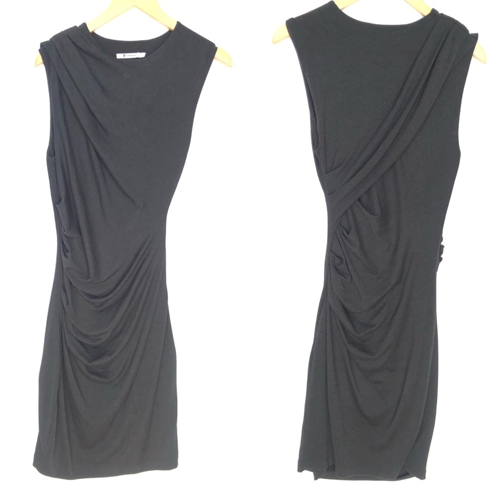 T Alexander Wang Black Rushing Cap Sleeves Dress L